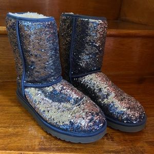 Ugg Australia Blue Sequin Winter Short Boots Size 11 Like New